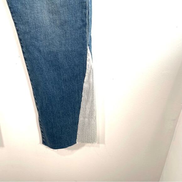 NWT Rachel Roy Silver Sequin Embellished Straight Leg Ankle Denim Jeans 29 - Picture 6 of 14